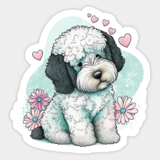 Valentines sheepadoodle pup - a Furr-fect valentine gift for your dog-loving pet lover Sticker